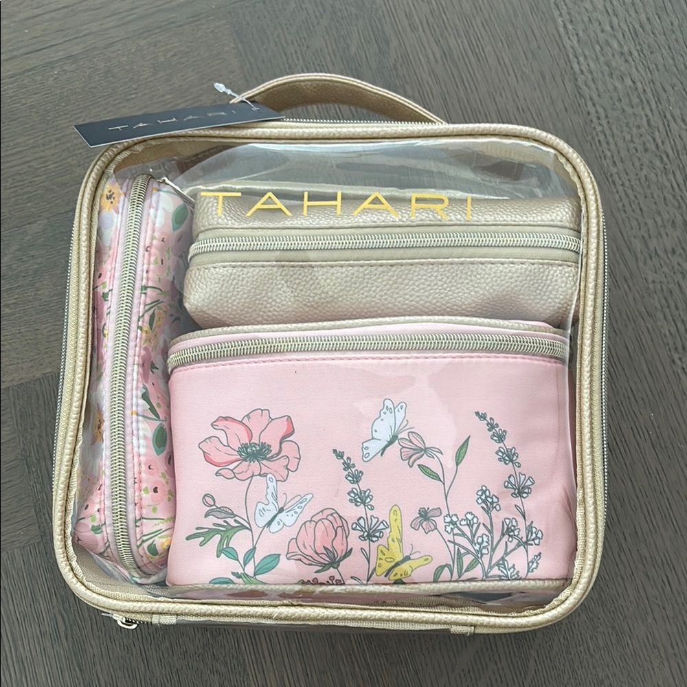 Tahari 4 piece cosmetic travel organizer set.